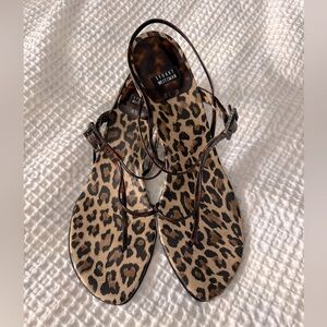 ✨️STUART WEITZMAN✨️ Lepard Print 2 Inch Heel Sandal Slide Wm's Sz 8 1/2 New